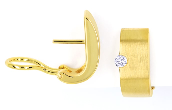 Foto 1 - Diamanthalbkreolen eingespannte Brillanten 18K Gelbgold, S1336