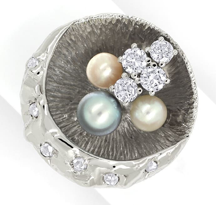Foto 2 - Designer-Ring schimmernde Perlen und Diamanten-Weißgold, S1517