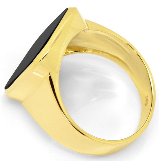 Foto 3 - Herren Ring mit Onyx Platte in 14 Karat Gelbgold massiv, S4583