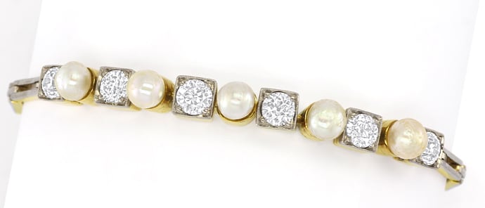 Foto 1 - ArtDeco Armband 1,93ct Diamanten und 5 Perlen, S5650