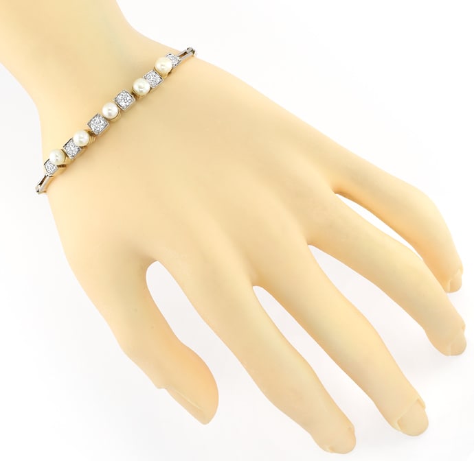 Foto 5 - ArtDeco Armband 1,93ct Diamanten und 5 Perlen, S5650