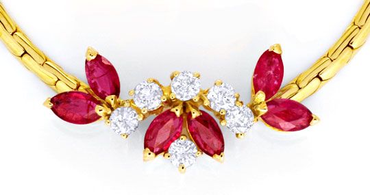 Foto 2 - Diamantkollier mit Spitzen Rubinen Gelbgold, S6171